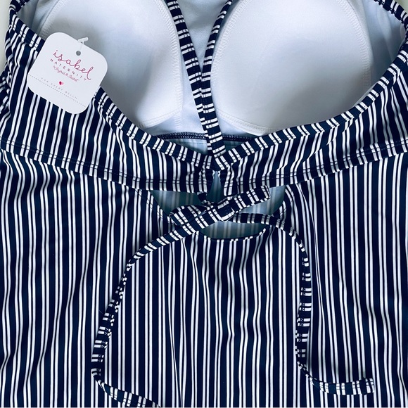 Ingrid & Isabel Maternity Tankini Womens Size L Striped Built-In Bra Stretch - Picture 6 of 11